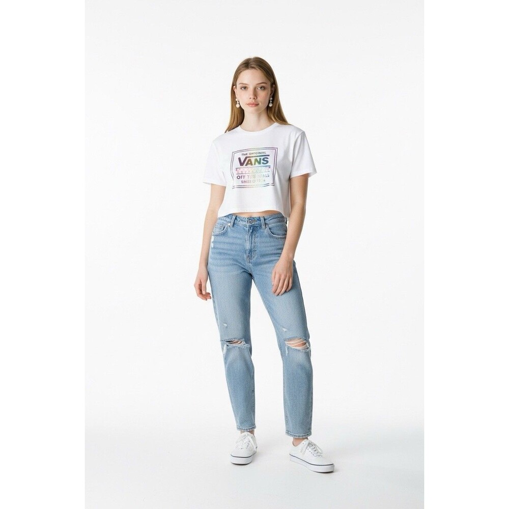 Vans Of The Wall Stockton Crop Top Small Retro Y2K Casual Crew Neck